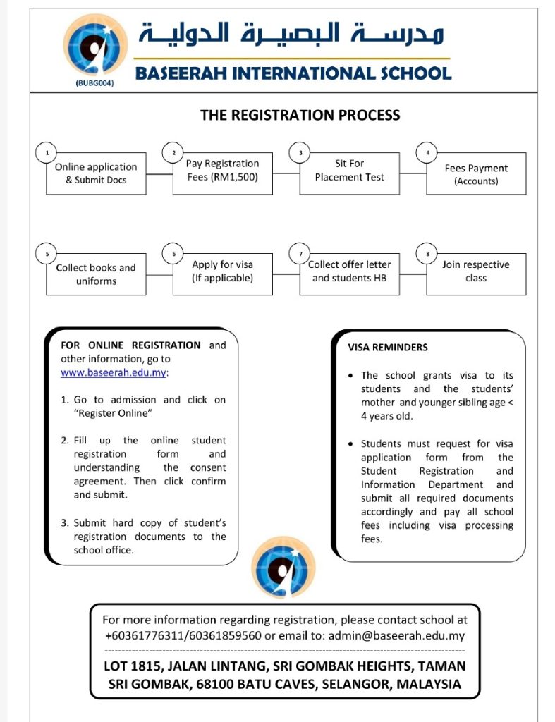 Baseerah International School Malaysia Admission Process