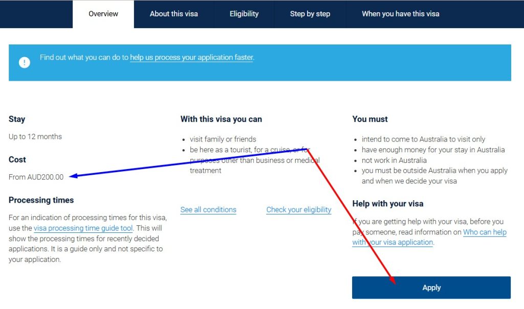 Australia Tourist Visa Application